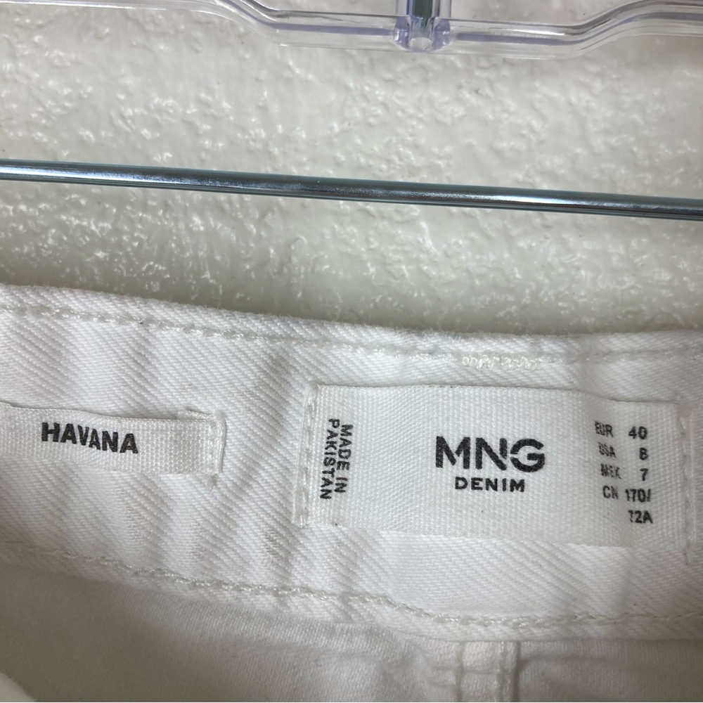 Mango Havana Straight Cropped High Waist Jeans Size 8 White Cotton Button Fly - Picture 13 of 16